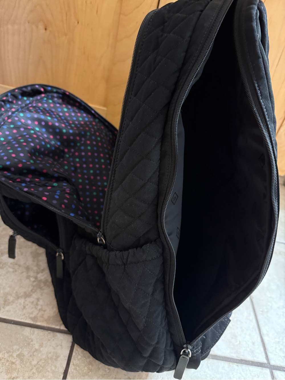 Vera Bradley Quilted Black Backpack - Picture 5 of 9